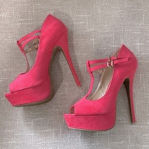 Barbie Hot Pink Platform Peep Toe Heels (8)